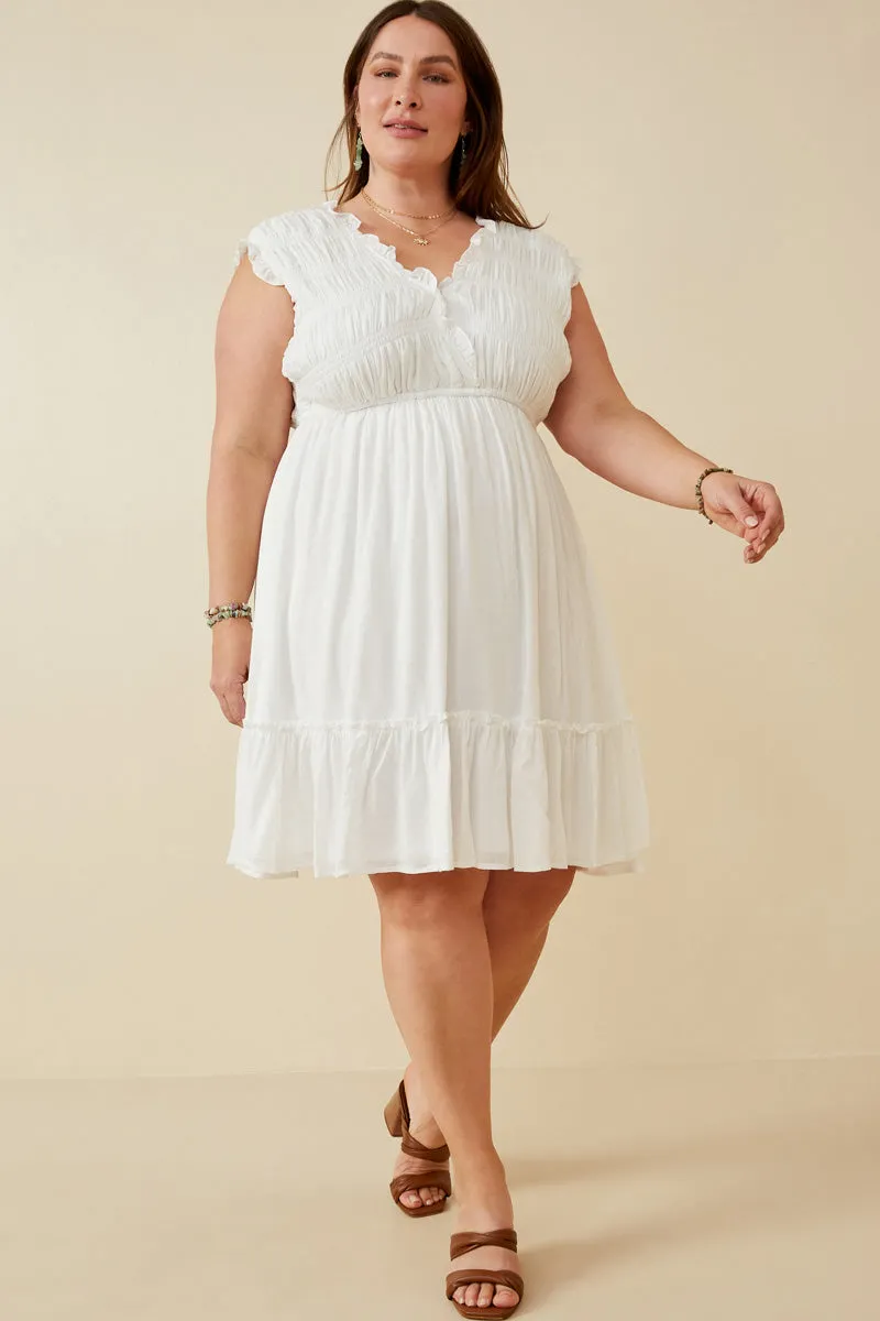 Womens Smocked Textured Plunging V Neck Dress sold by Hayden product image thumbnail 5