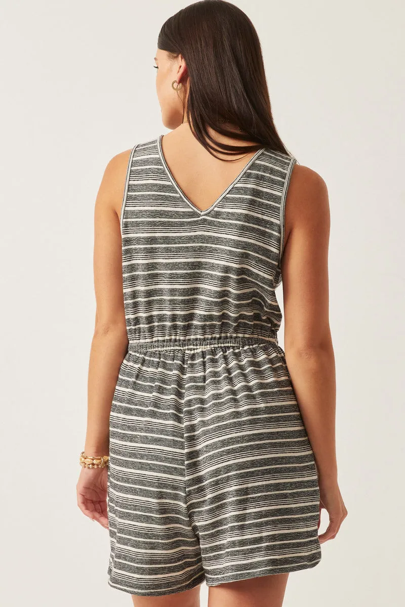 Womens Engineered Stripe Drawstring Sleeveless Romper sold by Hayden product image thumbnail 5