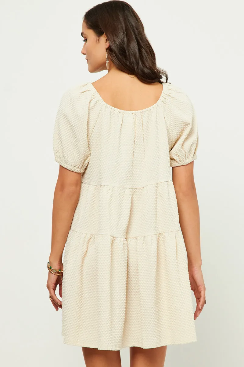 Womens Textured Puff Sleeve Tie Front Dress sold by Hayden product image thumbnail 5