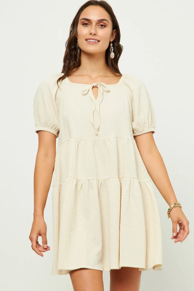 Womens Textured Puff Sleeve Tie Front Dress sold by Hayden product image thumbnail 3
