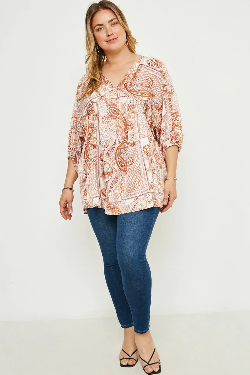 Womens V Neck Paisley Print Dolman Top sold by Hayden product image thumbnail 2