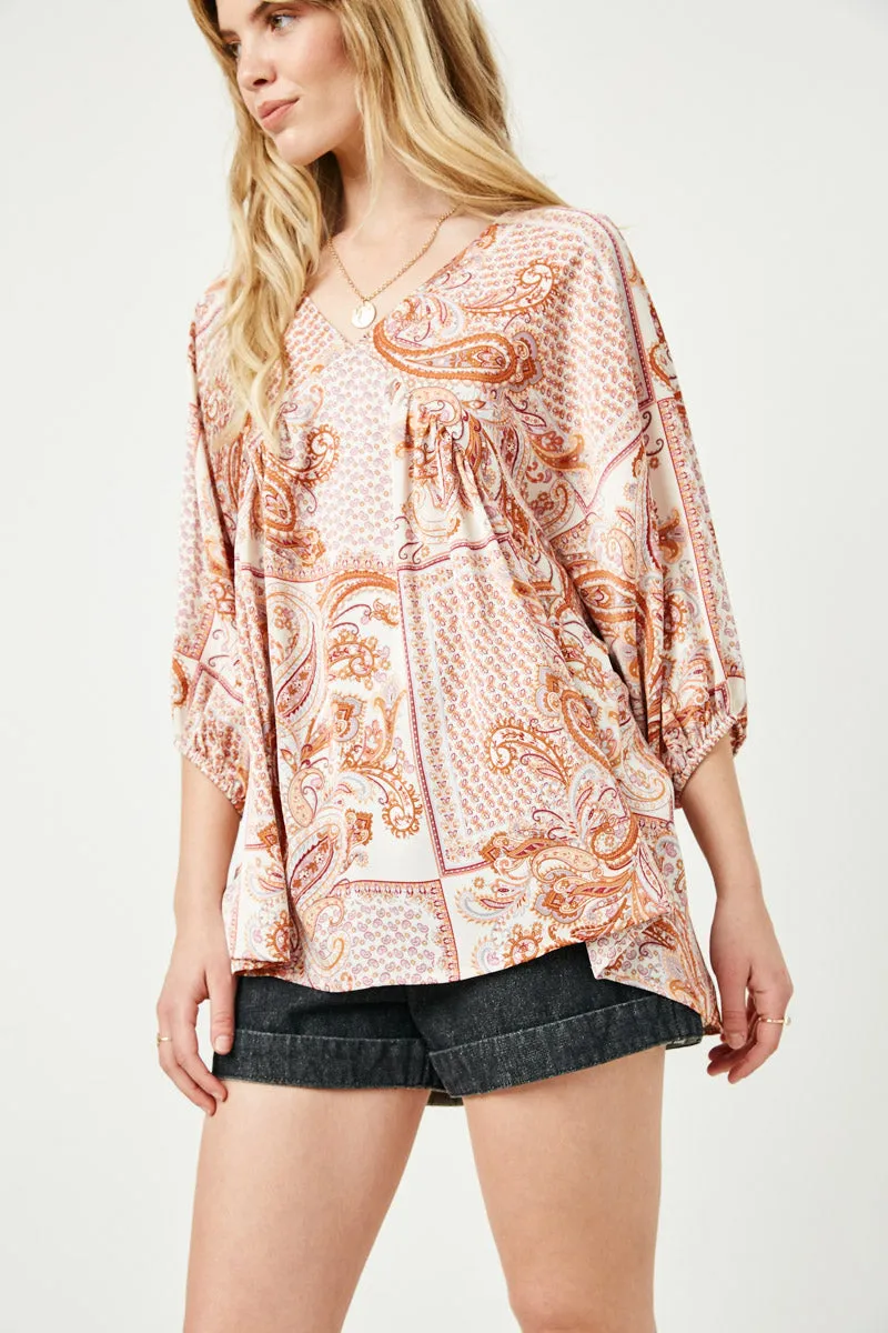 Womens V Neck Paisley Print Dolman Top sold by Hayden product image thumbnail 3
