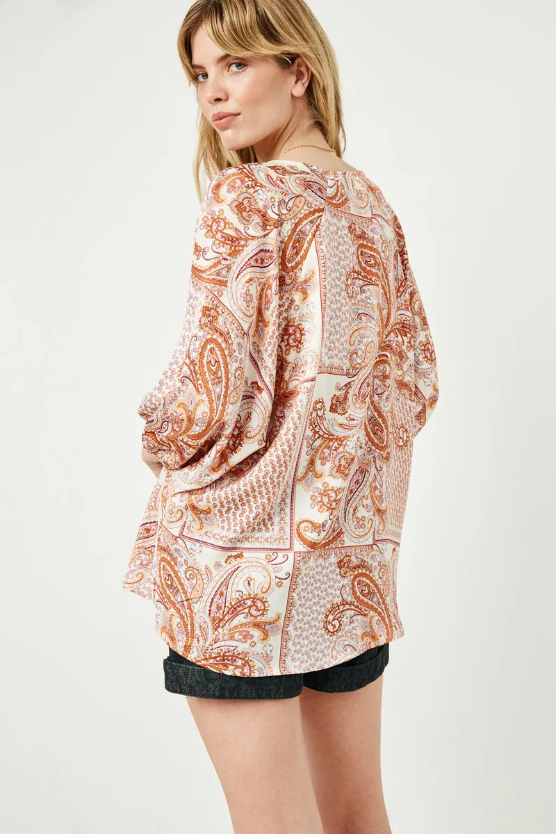 Womens V Neck Paisley Print Dolman Top sold by Hayden product image thumbnail 5
