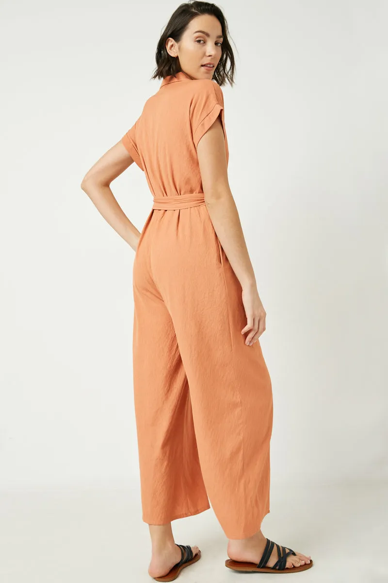Womens Wide Leg Collared Tie Waist Jumpsuit sold by Hayden product image thumbnail 4
