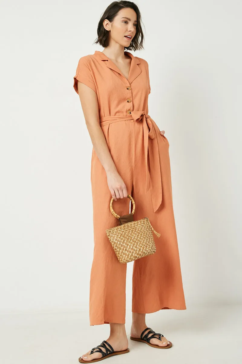 Womens Wide Leg Collared Tie Waist Jumpsuit sold by Hayden product image thumbnail 5