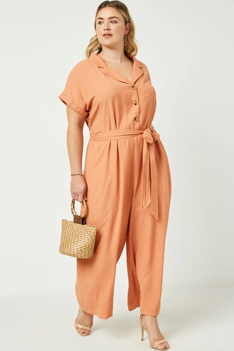 Womens Wide Leg Collared Tie Waist Jumpsuit sold by Hayden product image thumbnail 2