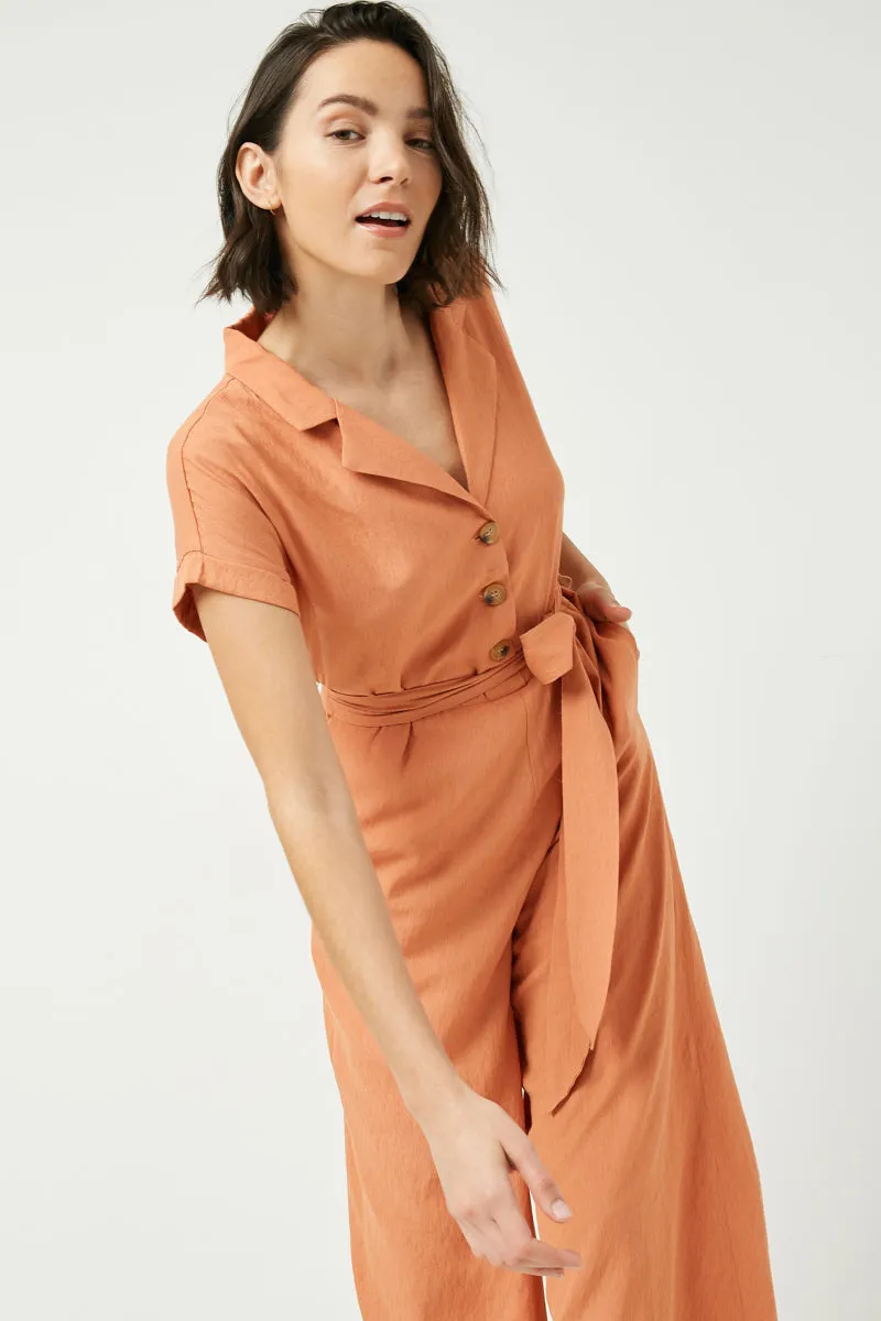 Womens Wide Leg Collared Tie Waist Jumpsuit sold by Hayden product image thumbnail 3