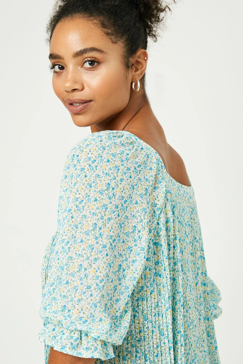 Womens Square Neck Floral Print Pleated Top sold by Hayden product image thumbnail 2