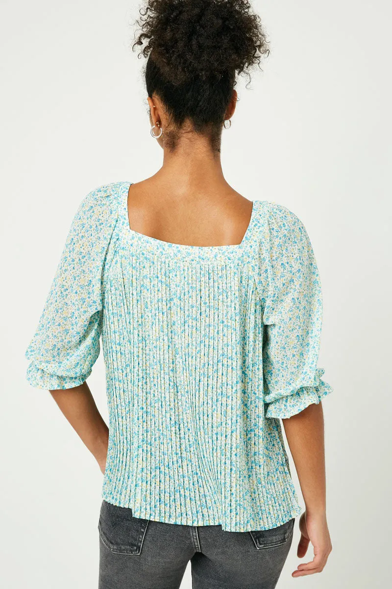 Womens Square Neck Floral Print Pleated Top sold by Hayden product image thumbnail 3