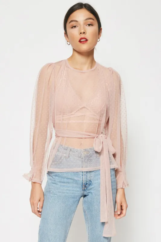 Womens Belted Tulle Lace Top made by Hayden