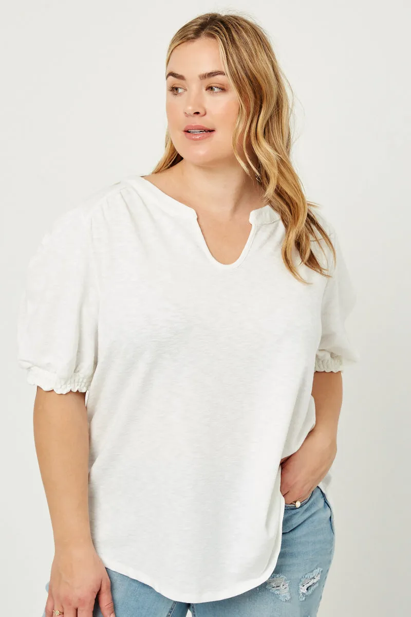 Womens V-Neck Puff Sleeve Runched Top sold by Hayden product image thumbnail 2