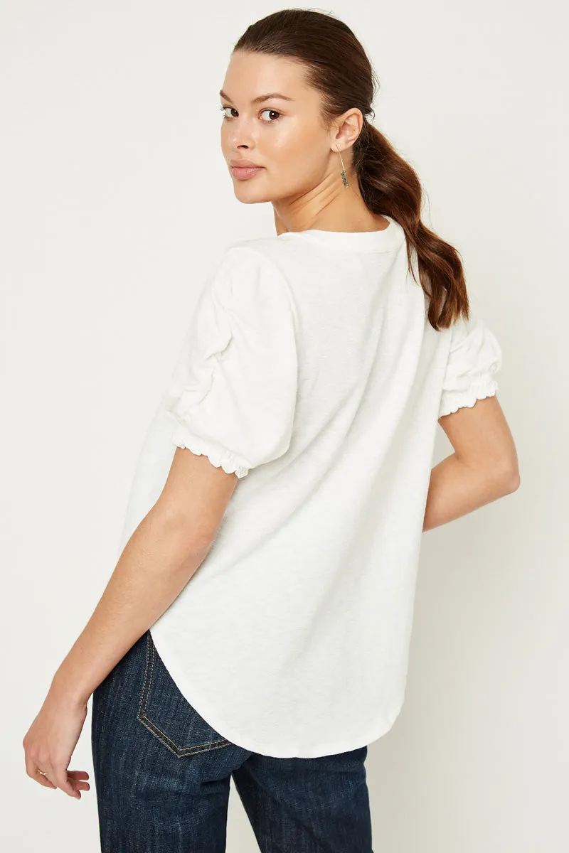 Womens V-Neck Puff Sleeve Runched Top sold by Hayden product image thumbnail 3