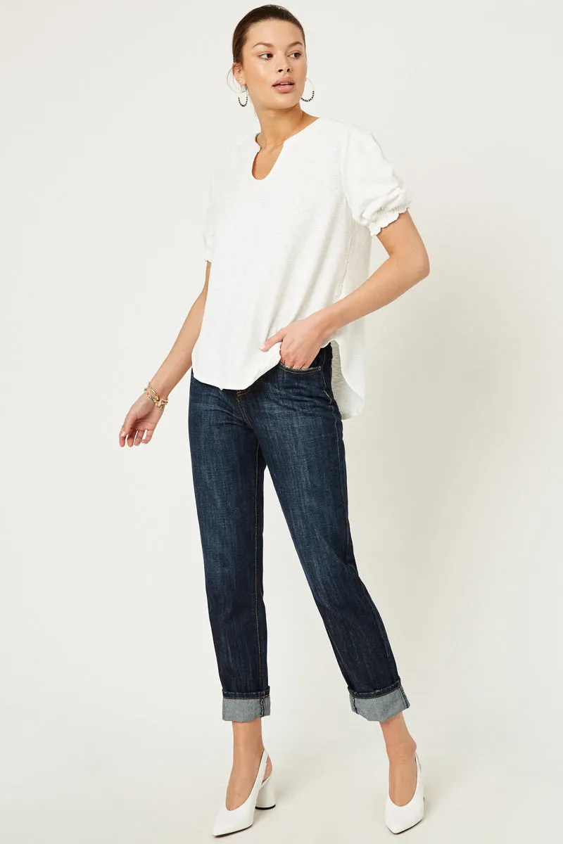 Womens V-Neck Puff Sleeve Runched Top sold by Hayden product image thumbnail 4