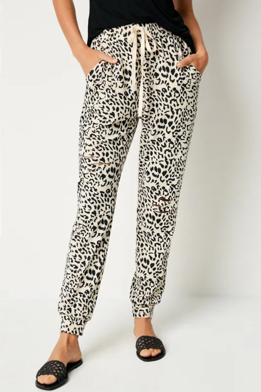 Womens Distressed Leopard Jogger sold by Hayden
