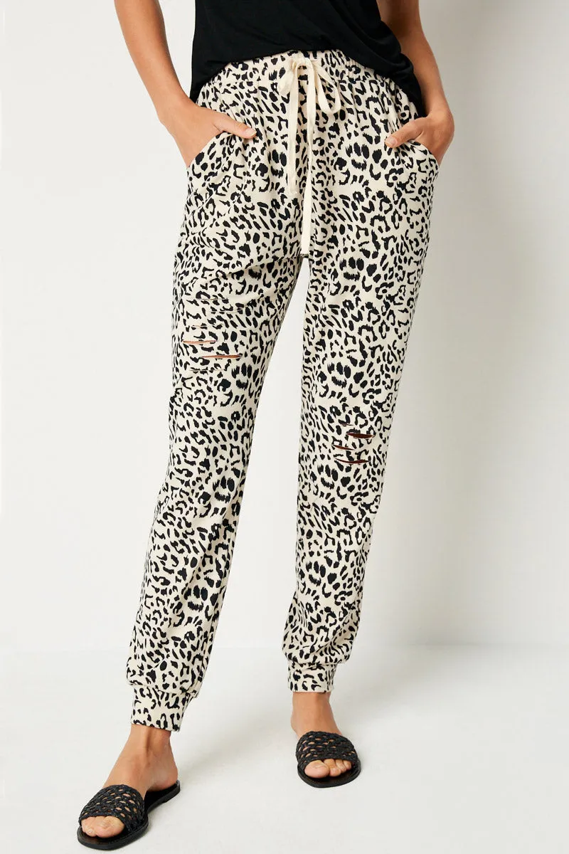 Womens Distressed Leopard Jogger sold by Hayden