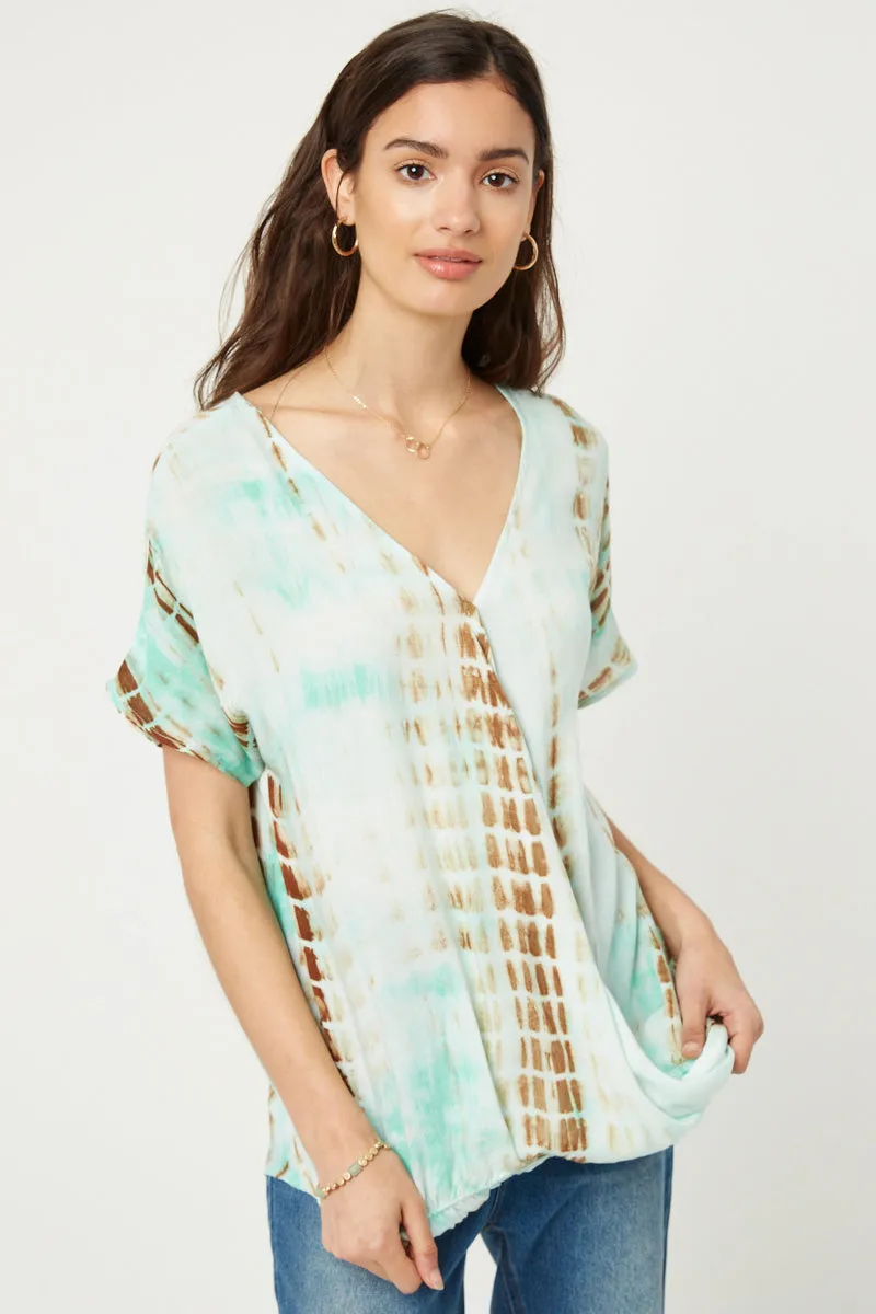 Womens Tie-Dye Surplice Top sold by Hayden