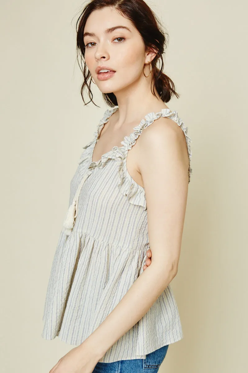 Womens Stripe Ruffle Tank sold by Hayden product image thumbnail 3