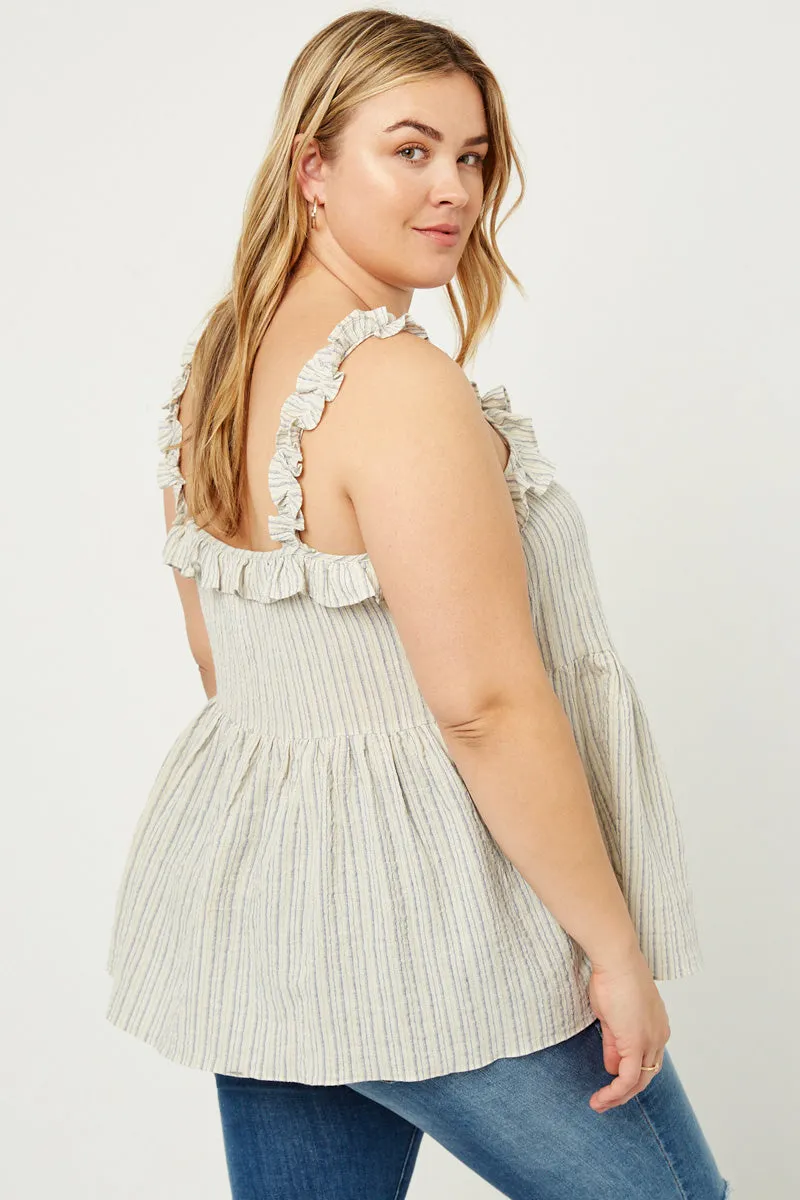 Womens Stripe Ruffle Tank sold by Hayden product image thumbnail 5