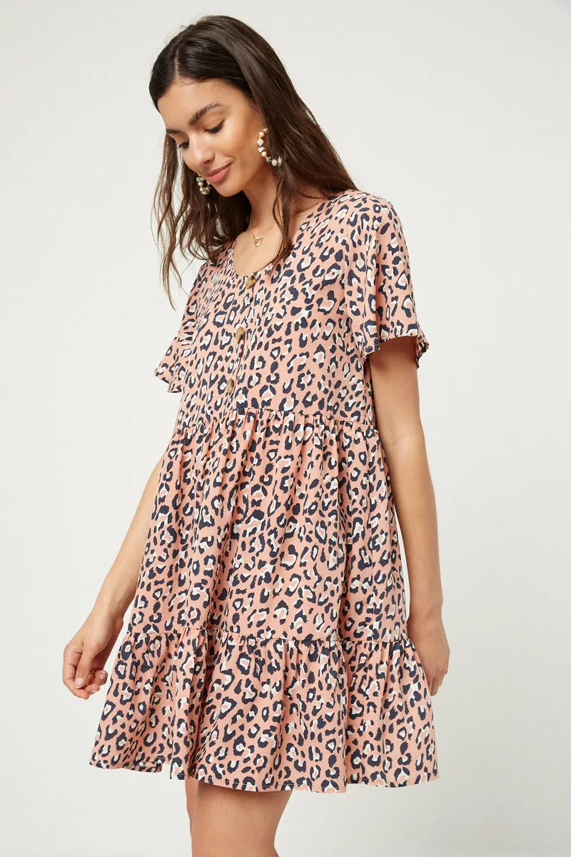 Womens Leopard Button-Down Swing Dress sold by Hayden product image thumbnail 3