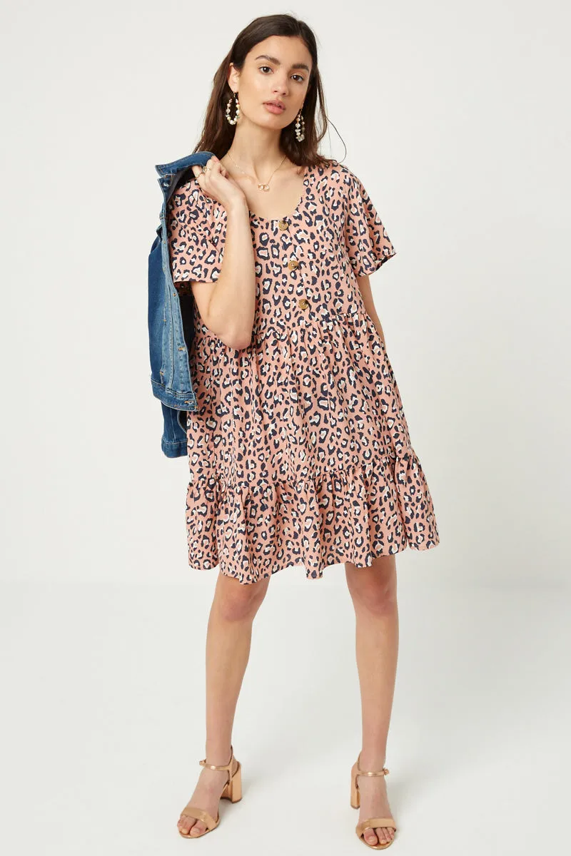 Womens Leopard Button-Down Swing Dress sold by Hayden product image thumbnail 4