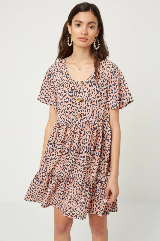 Womens Leopard Button-Down Swing Dress made by Hayden