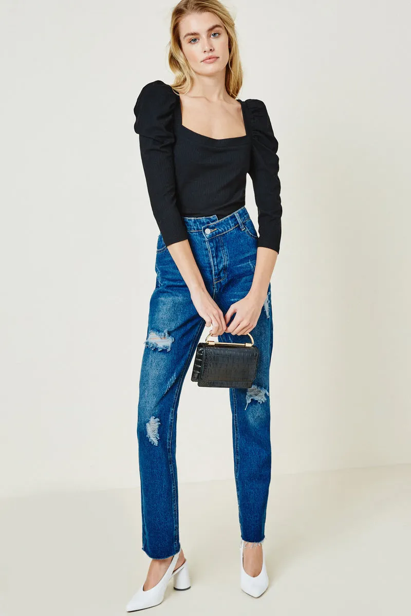 Womens Knit Puff Shoulder Top sold by Hayden product image thumbnail 3