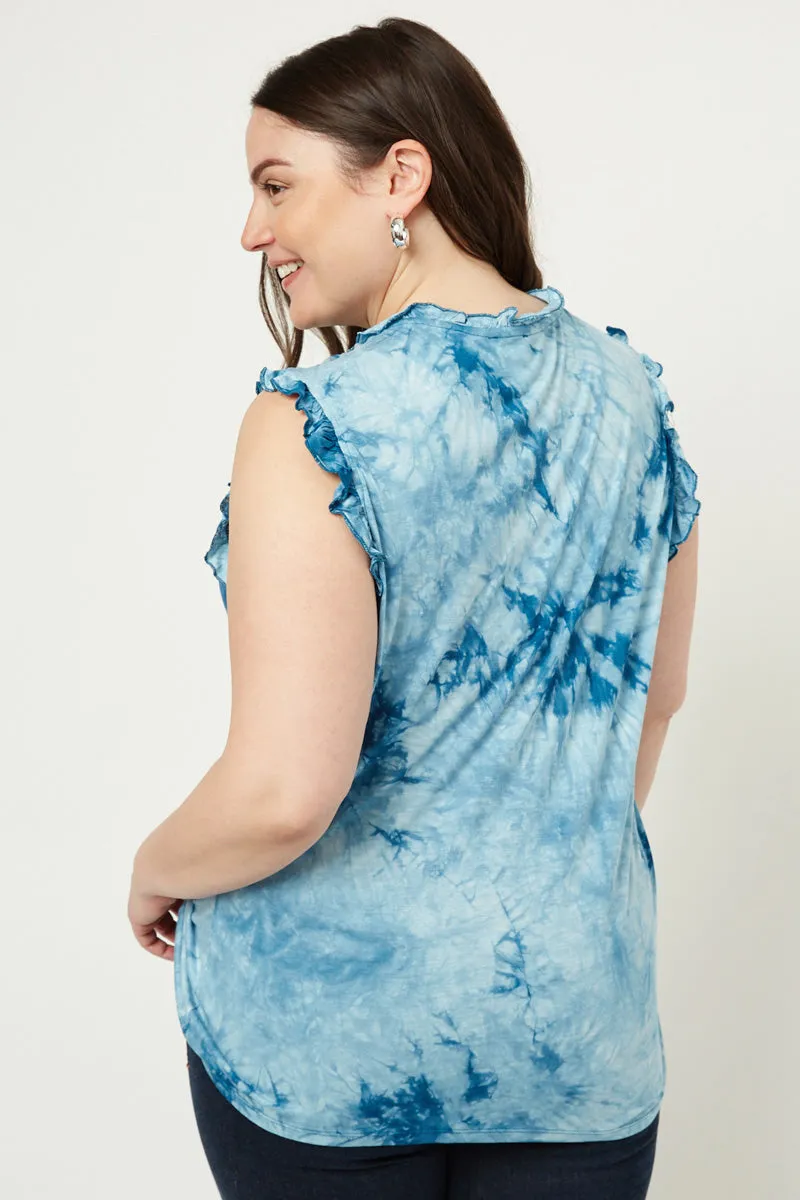 Womens Tie Dye Ruffle High-Neck Tank sold by Hayden product image thumbnail 5