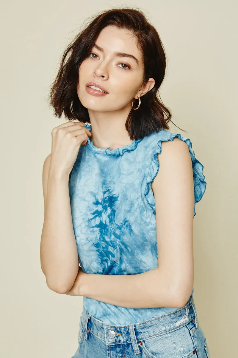 Womens Tie Dye Ruffle High-Neck Tank sold by Hayden product image thumbnail 3