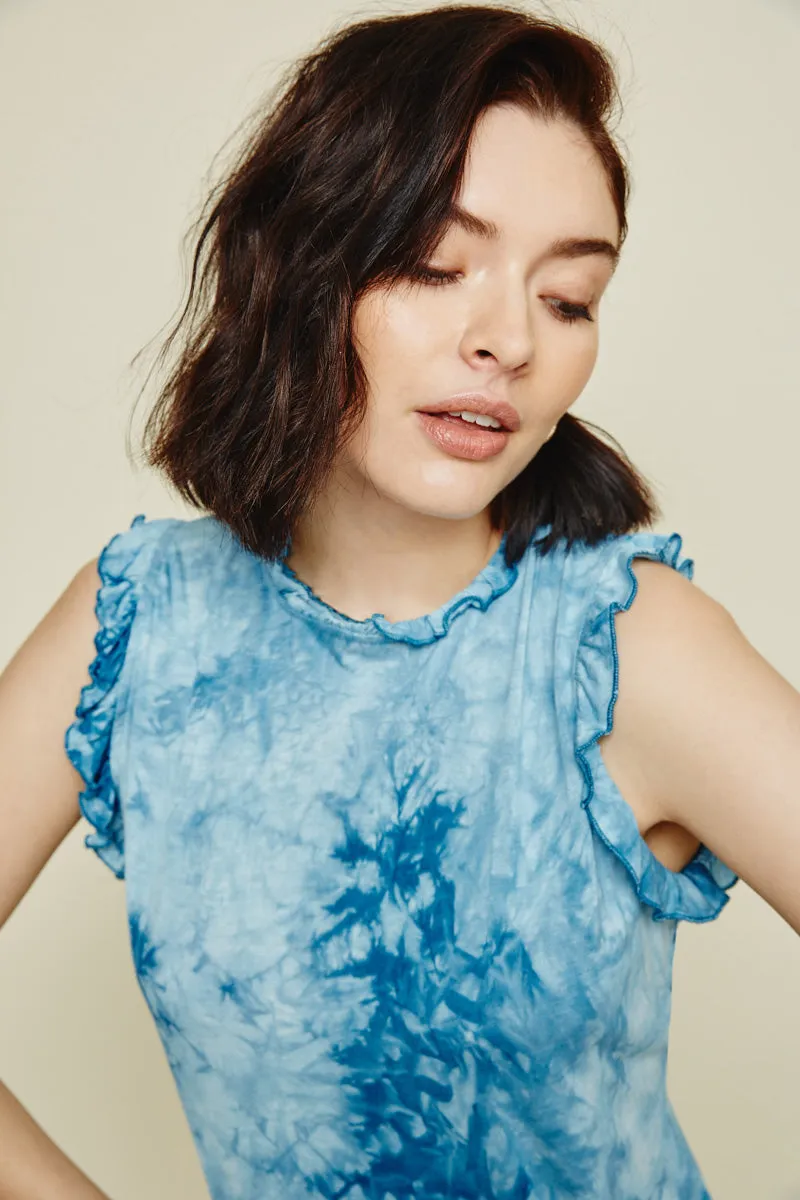 Womens Tie Dye Ruffle High-Neck Tank sold by Hayden product image thumbnail 4