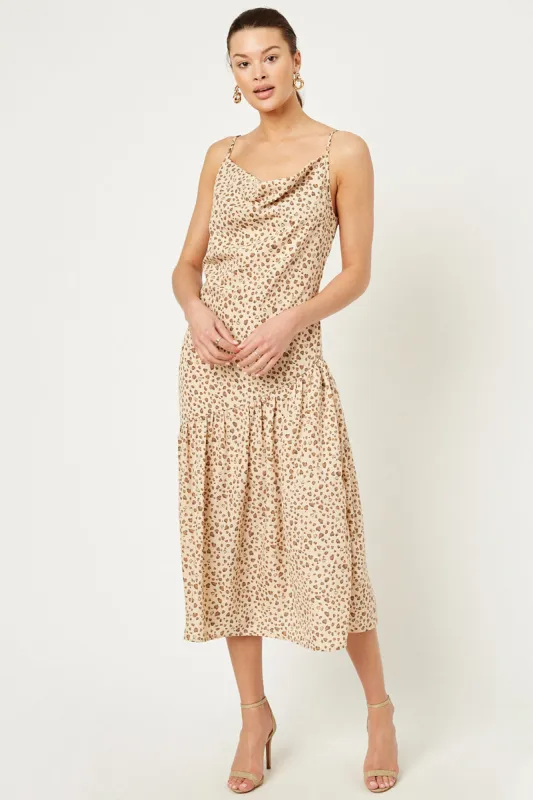 Womens Leopard Cowl Neck Midi Dress sold by Hayden