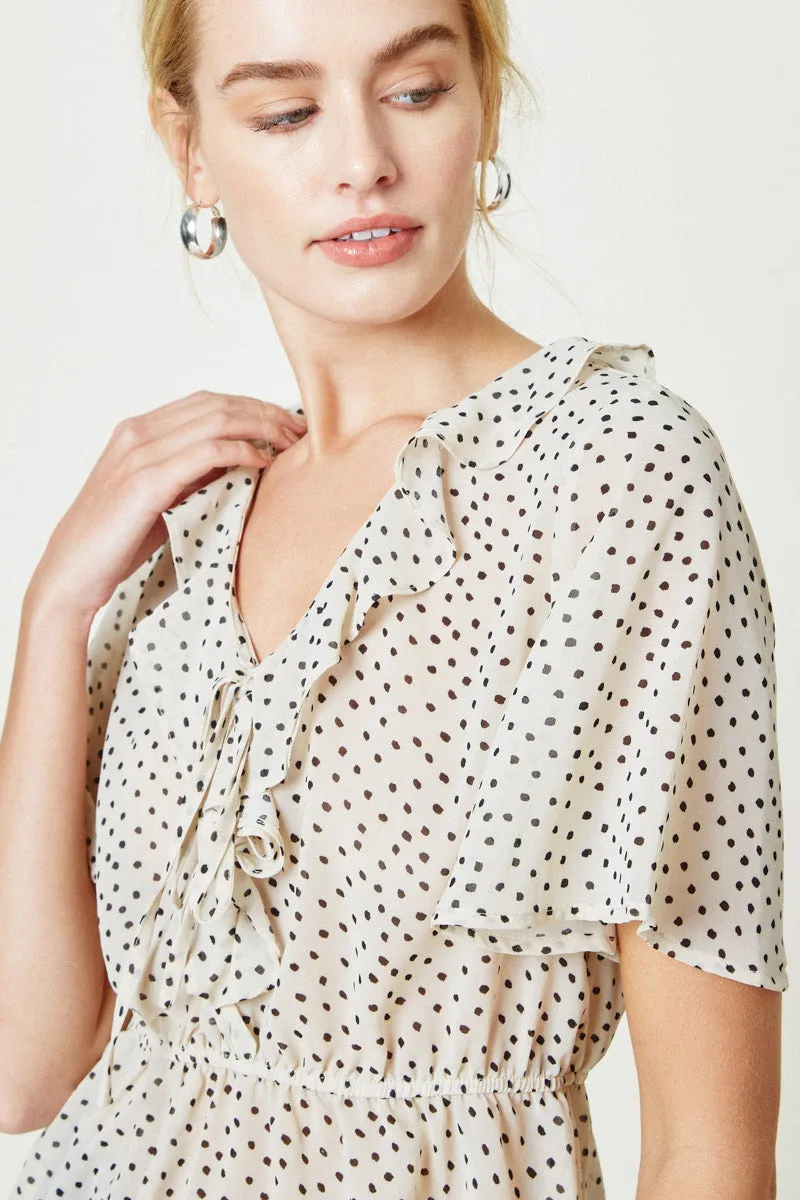Womens Dotted Ruffle Peplum Blouse sold by Hayden product image thumbnail 4