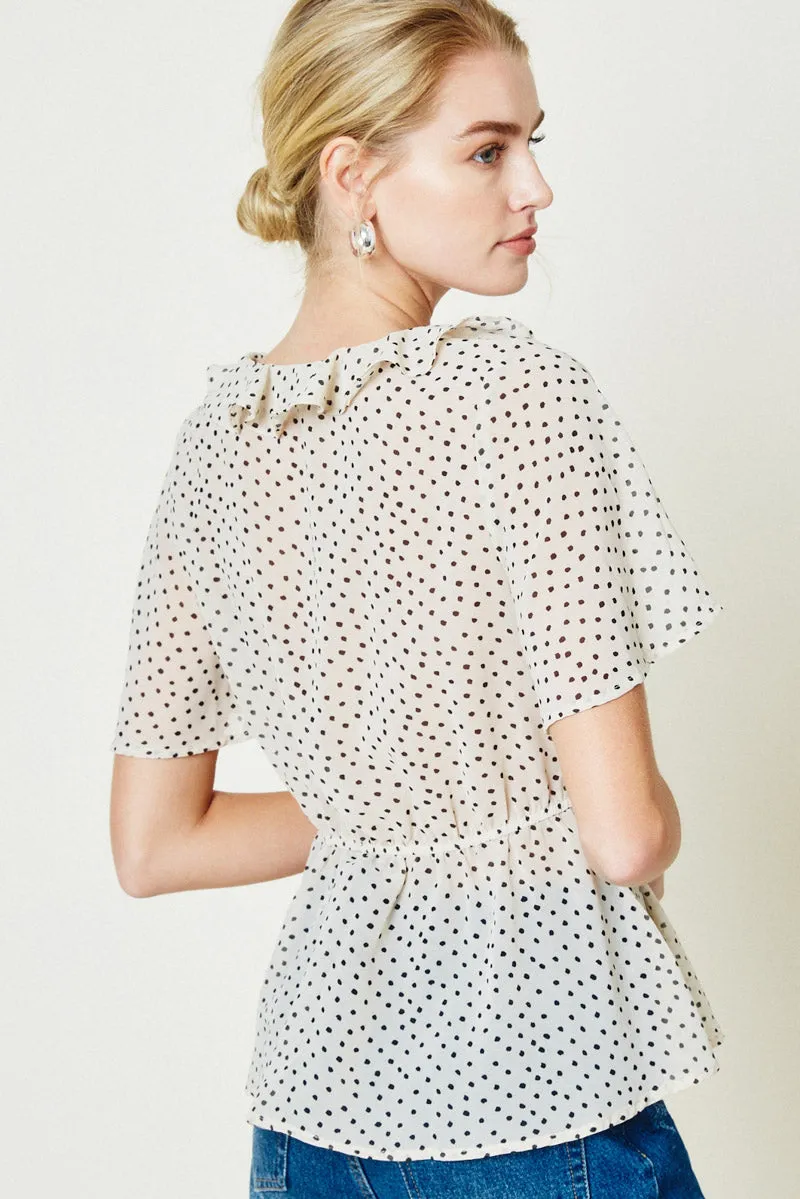Womens Dotted Ruffle Peplum Blouse sold by Hayden product image thumbnail 2