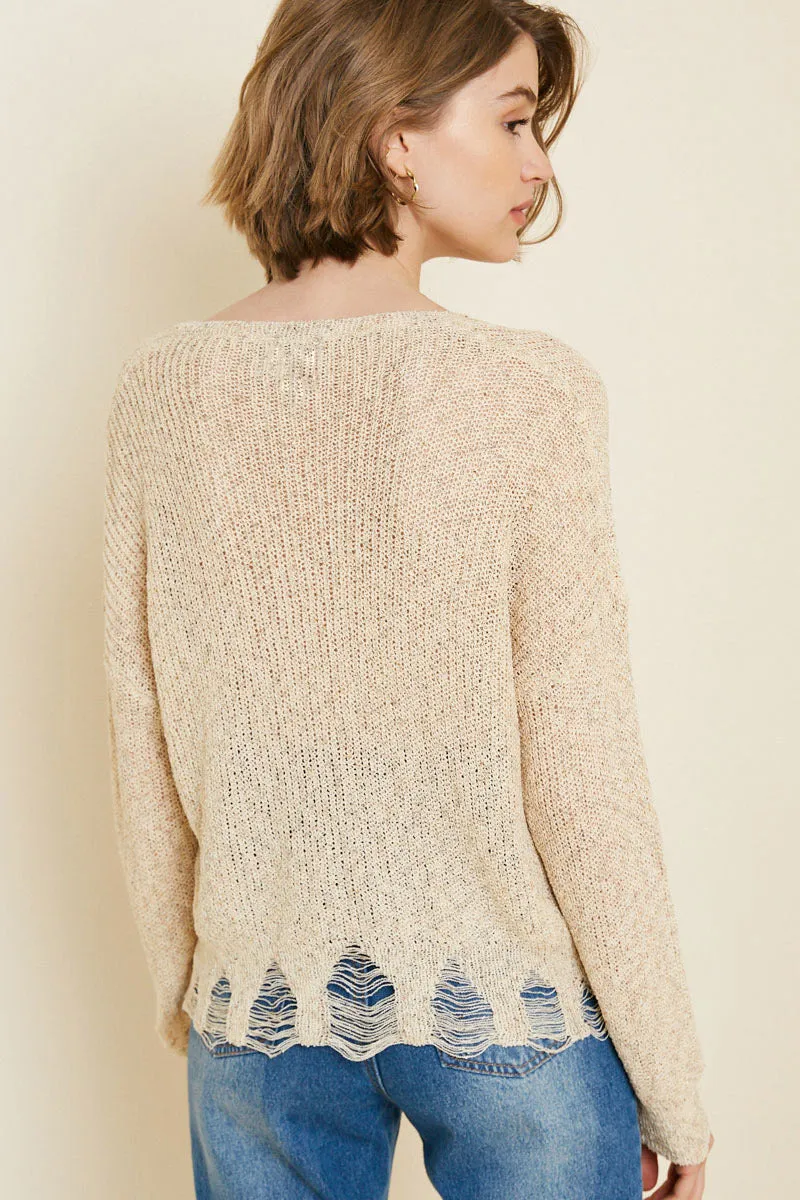 Womens Distressed Rib Knit Sweater Top sold by Hayden product image thumbnail 2