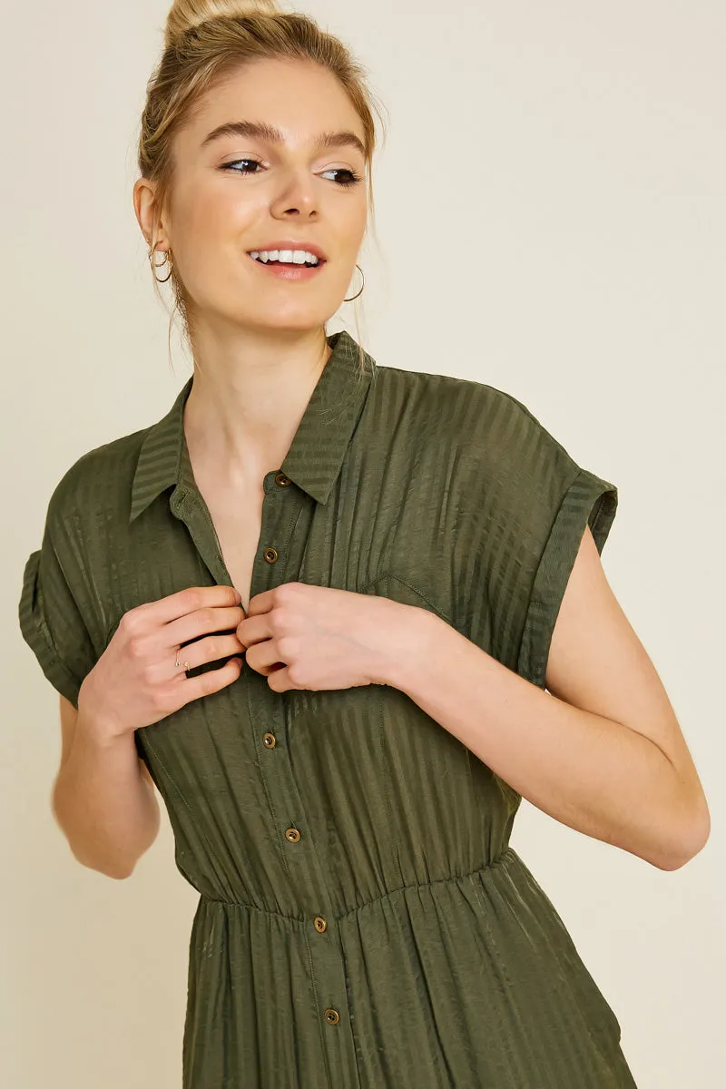 Womens Cropped Collared Button-Down Jumpsuit sold by Hayden product image thumbnail 4
