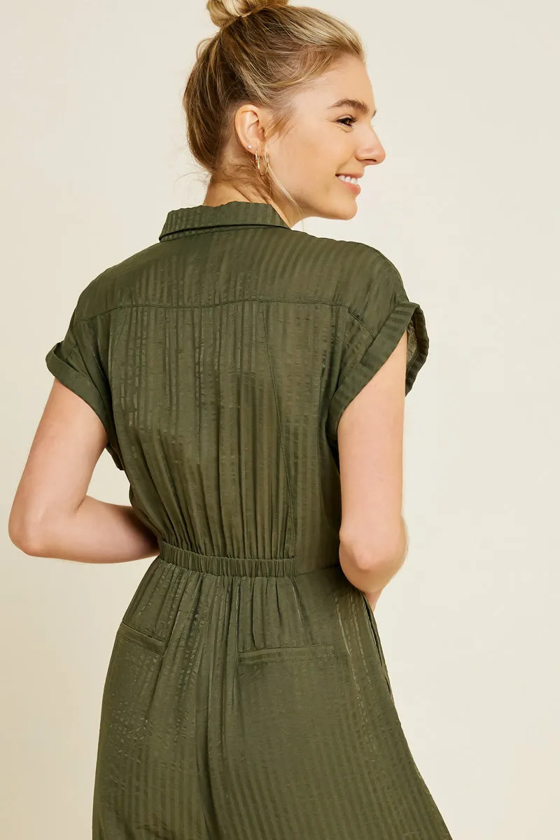 Womens Cropped Collared Button-Down Jumpsuit sold by Hayden product image thumbnail 5