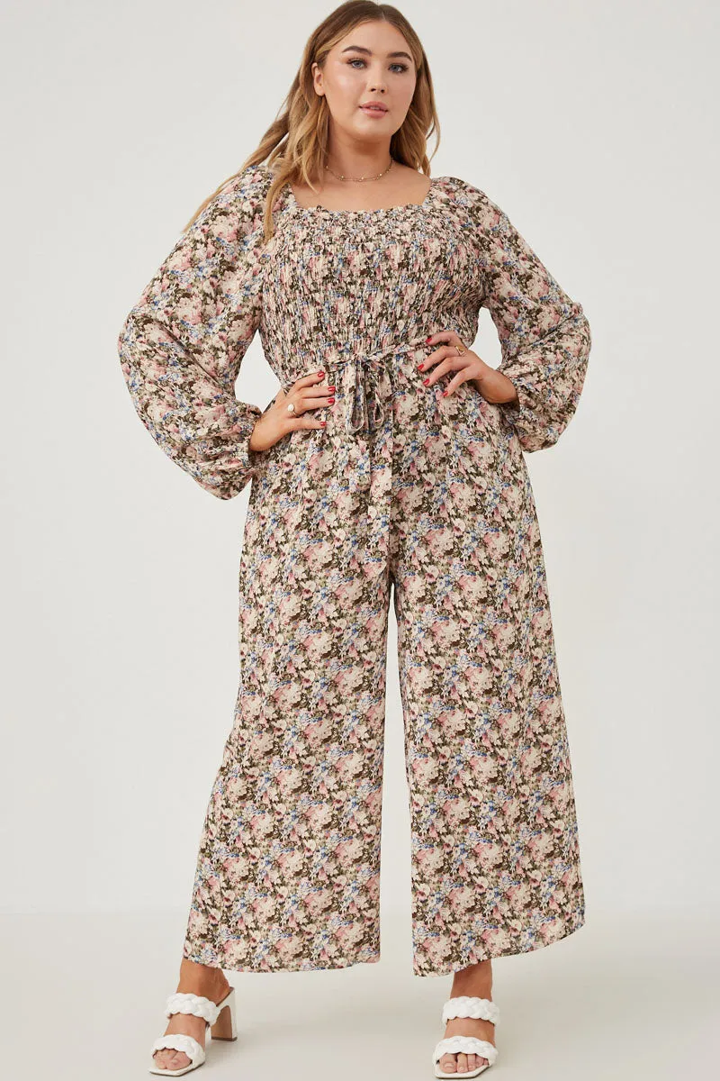 Womens Floral Print Smocked Puff Sleeve Jumpsuit sold by Hayden product image thumbnail 2