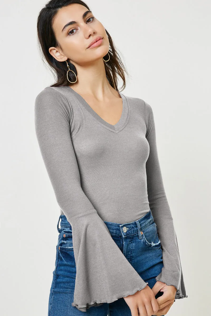 Womens V-Neck Bell Sleeve Sweater Top sold by Hayden product image thumbnail 3