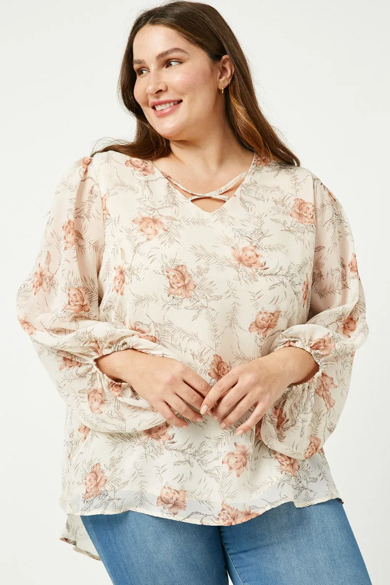 Womens Strappy V Neck Balloon Sleeve Top sold by Hayden product image thumbnail 2