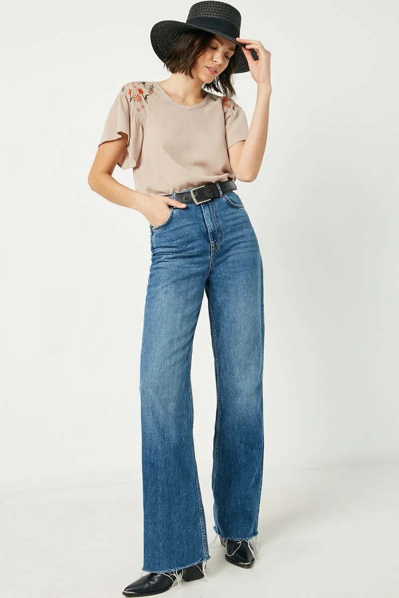 Womens Embroidered Flutter Sleeve Top sold by Hayden product image thumbnail 5