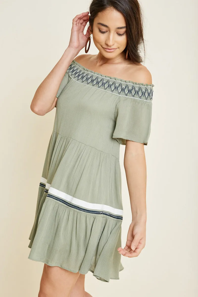 Womens Off-Shoulder Tiered Swing Dress sold by Hayden product image thumbnail 4