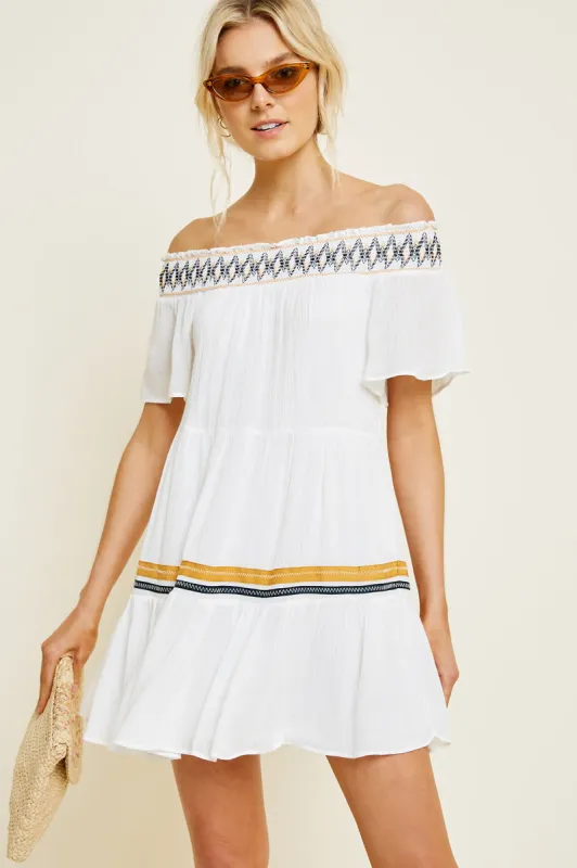 Womens Off-Shoulder Tiered Swing Dress sold by Hayden