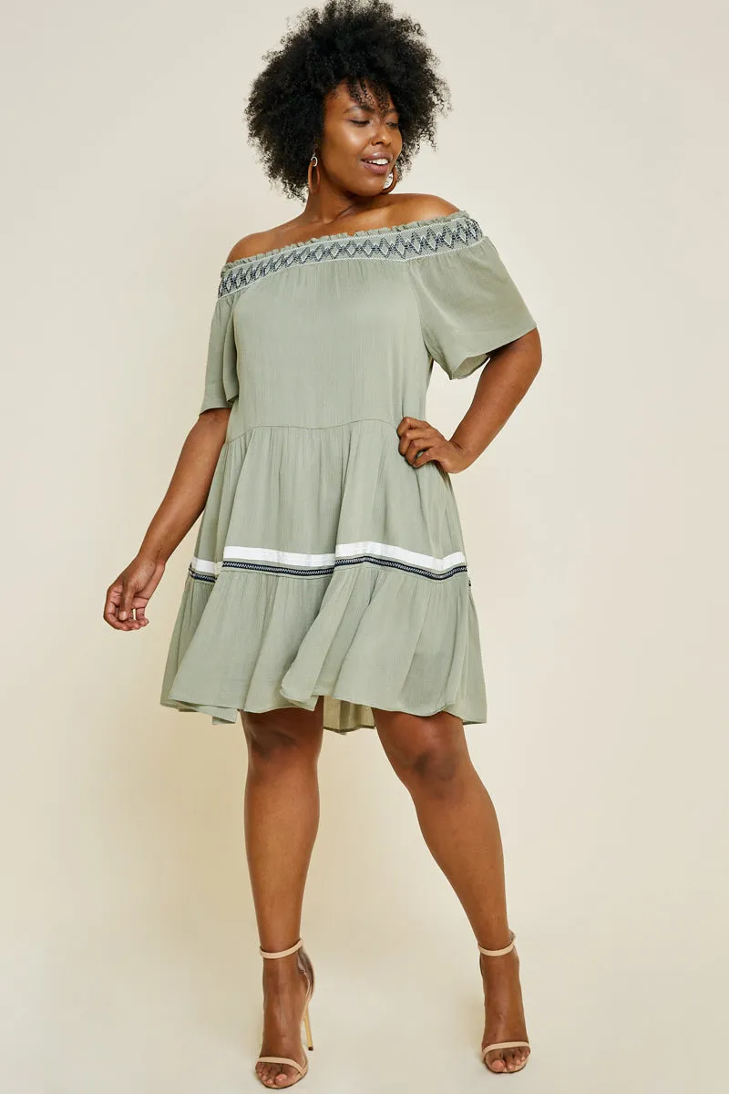 Womens Off-Shoulder Tiered Swing Dress sold by Hayden product image thumbnail 2
