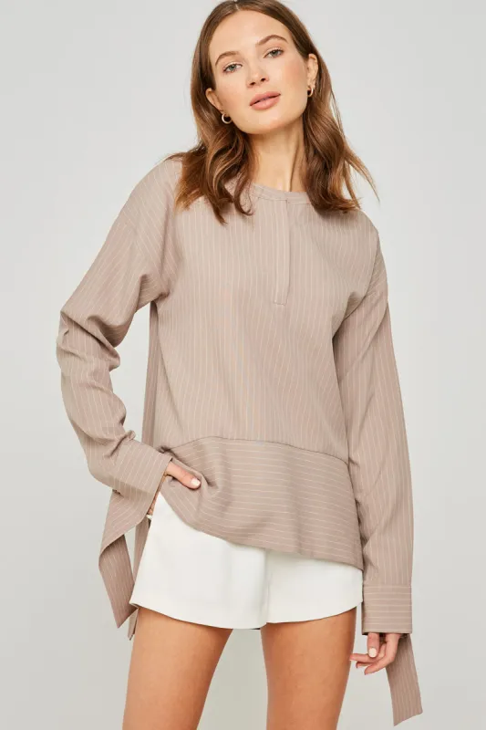 Womens Pinstripe High-Low Tunic Top made by Hayden