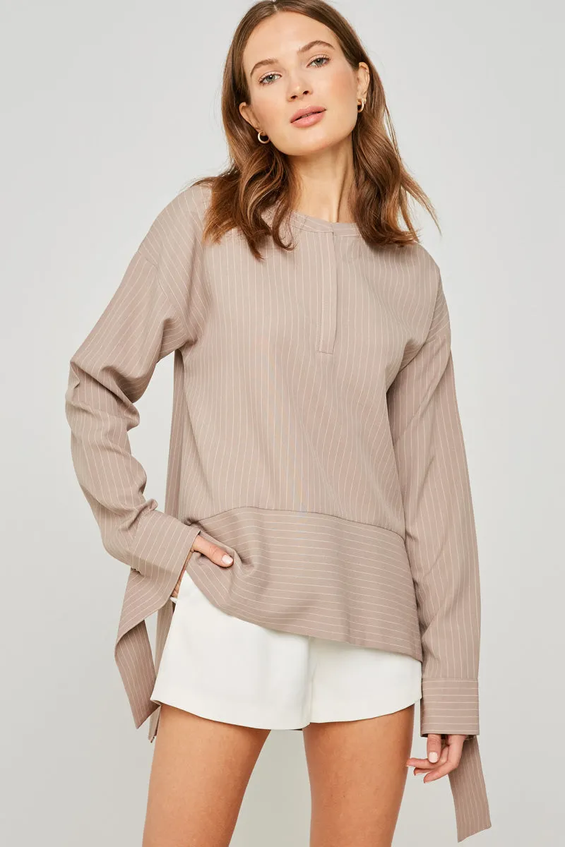 Womens Pinstripe High-Low Tunic Top sold by Hayden