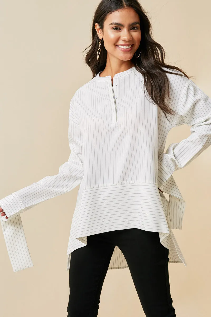 Womens Pinstripe High-Low Tunic Top sold by Hayden product image thumbnail 5