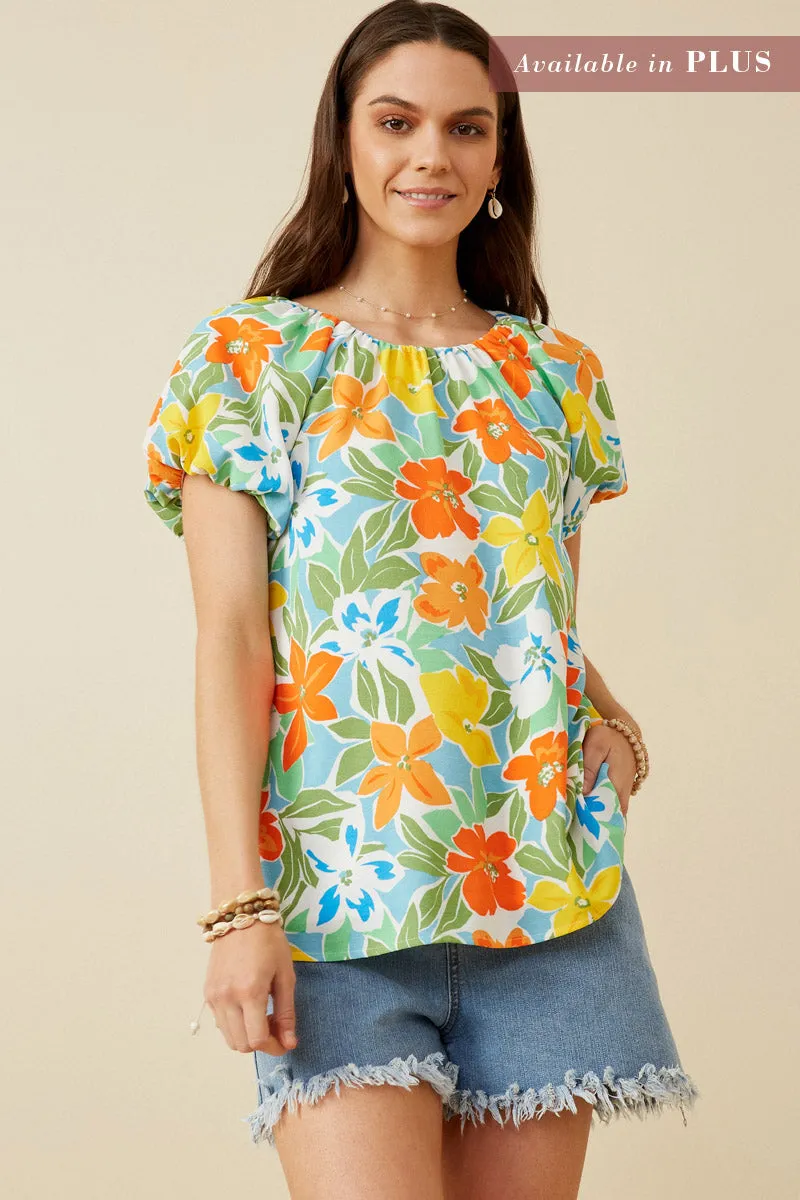 Womens Resort Floral Puff Sleeve Top sold by Hayden product image thumbnail 5