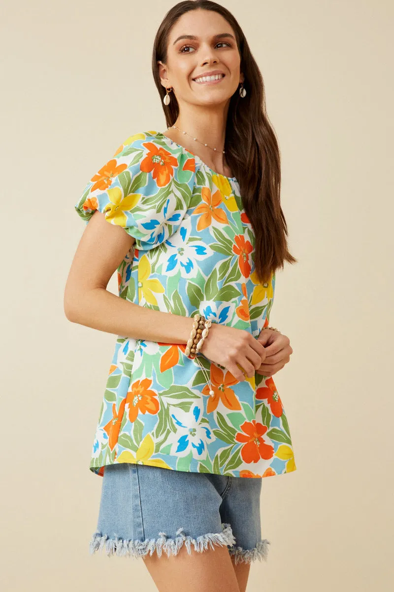 Womens Resort Floral Puff Sleeve Top sold by Hayden product image thumbnail 3