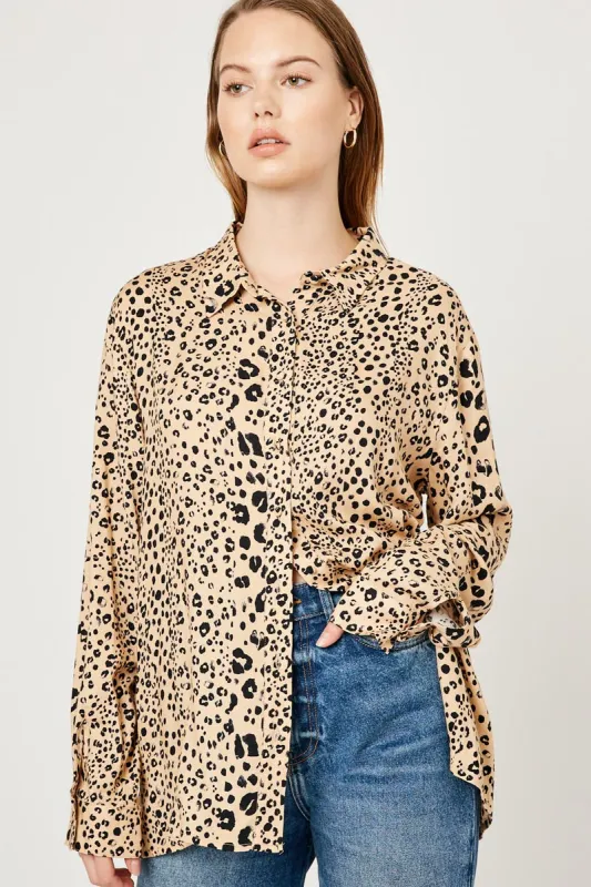 Womens Leopard Button-Down Shirt sold by Hayden
