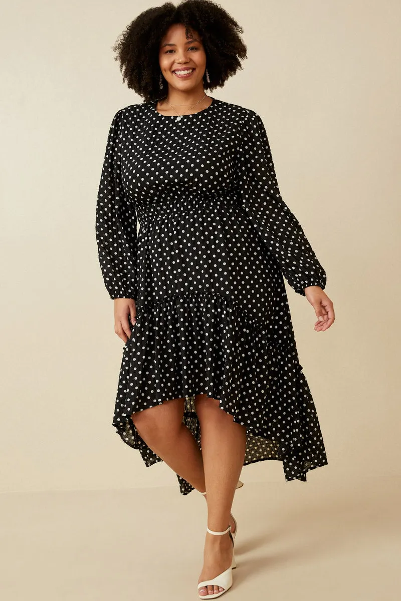 Womens Textured Polka dot Ruffled High Low Dress sold by Hayden product image thumbnail 2