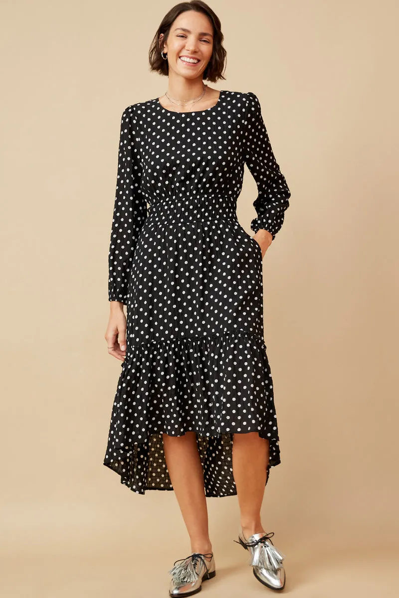 Womens Textured Polka dot Ruffled High Low Dress sold by Hayden product image thumbnail 3